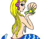 Disegno Sirena e perla  pitturato su Violetta