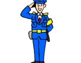Disegno Poliziotto che saluta  pitturato su carabinieri