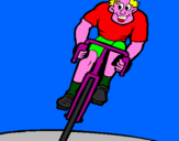 Disegno Ciclista con il berretto  pitturato su giacomo