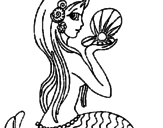 Disegno Sirena e perla  pitturato su LINDA