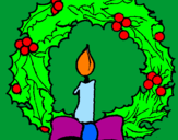 Disegno Corona augurale con una candela pitturato su elena  e  fabiana 