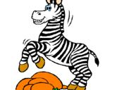 Disegno Zebra che salta sulle pietre  pitturato su zigbi