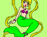 Disegno Sirena con le perle  pitturato su ambra