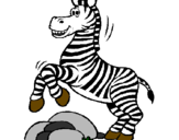 Disegno Zebra che salta sulle pietre  pitturato su ely