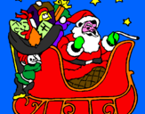 Disegno Babbo Natale alla guida della sua slitta pitturato su VITTORIA