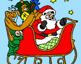 Disegno Babbo Natale alla guida della sua slitta pitturato su Francesco