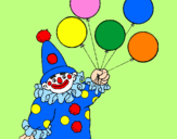 Disegno Pagliaccio con palloncini  pitturato su GIUSEPPE