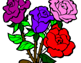 Disegno Mazzo di rose  pitturato su chiara