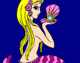 Disegno Sirena e perla  pitturato su Manuela