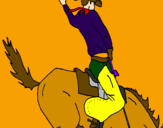 Disegno Cowboy a cavallo  pitturato su cavallo n°2