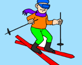 Disegno Sciatore II pitturato su lo sci