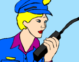 Disegno Polizia con il walkie talkie pitturato su samuele