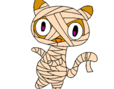 Disegno Mummia gatto scaraboechio pitturato su ilaria