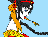 Disegno Principessa cinese pitturato su puzzi