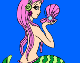 Disegno Sirena e perla  pitturato su SARA