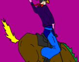 Disegno Cowboy a cavallo  pitturato su yuppie