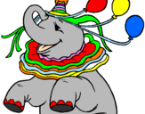 Disegno Elefante con 3 palloncini  pitturato su gin