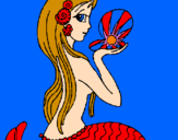 Disegno Sirena e perla  pitturato su meli  10