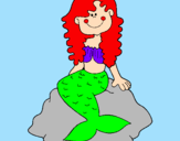 Disegno Sirena seduta su una roccia  pitturato su ariel