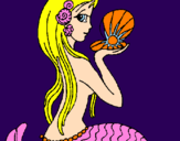 Disegno Sirena e perla  pitturato su giuseppina  belcielo
