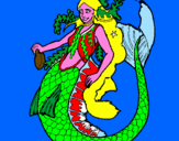 Disegno Sirena con una lunga chioma pitturato su MILA