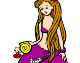 Disegno Sirena con la conchiglia  pitturato su margherita