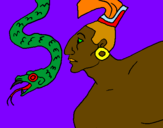 Disegno Serpente e guerriero pitturato su valerio