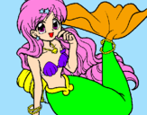 Disegno Sirena pitturato su ludovica
