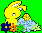 Disegno Coniglietto di Pasqua  pitturato su chiara