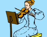 Disegno Dama violinista  pitturato su alessandra azzarelli