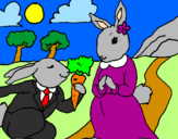 Disegno Conigli pitturato su meli  10