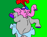 Disegno Elefante che balla  pitturato su VIOLA