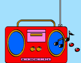 Disegno Radio cassette 2 pitturato su elena
