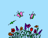 Disegno Farfalla sui fiori pitturato su Matilda