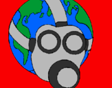 Disegno Terra con maschera anti-gas  pitturato su slash