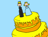 Disegno Torta pitturato su sposi