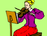 Disegno Dama violinista  pitturato su keisi
