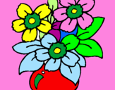 Disegno Vaso di fiori  pitturato su fiorilla