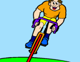 Disegno Ciclista con il berretto  pitturato su emma 