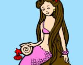 Disegno Sirena con la conchiglia  pitturato su yuuky kuran