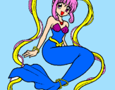 Disegno Sirena con le perle  pitturato su ludovica