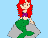 Disegno Sirena seduta su una roccia  pitturato su Arianna