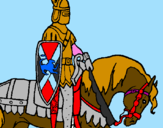 Disegno Cavaliere a cavallo pitturato su edo