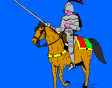 Disegno Cavallerizzo a cavallo  pitturato su leo