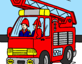 Disegno Camion dei Pompieri  pitturato su disegno_michele