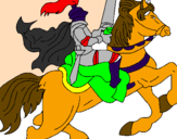 Disegno Cavaliere a cavallo pitturato su ely