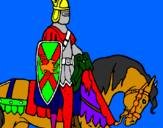 Disegno Cavaliere a cavallo pitturato su  valerio
