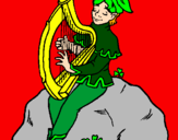 Disegno Folletto che suona l'arpa  pitturato su giovanni s.