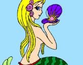 Disegno Sirena e perla  pitturato su michelle