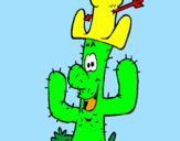 Disegno Cactus con il cappello  pitturato su elena